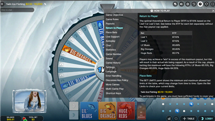 Schermata RTP Ice Fishing - valori certificati Evolution Gaming